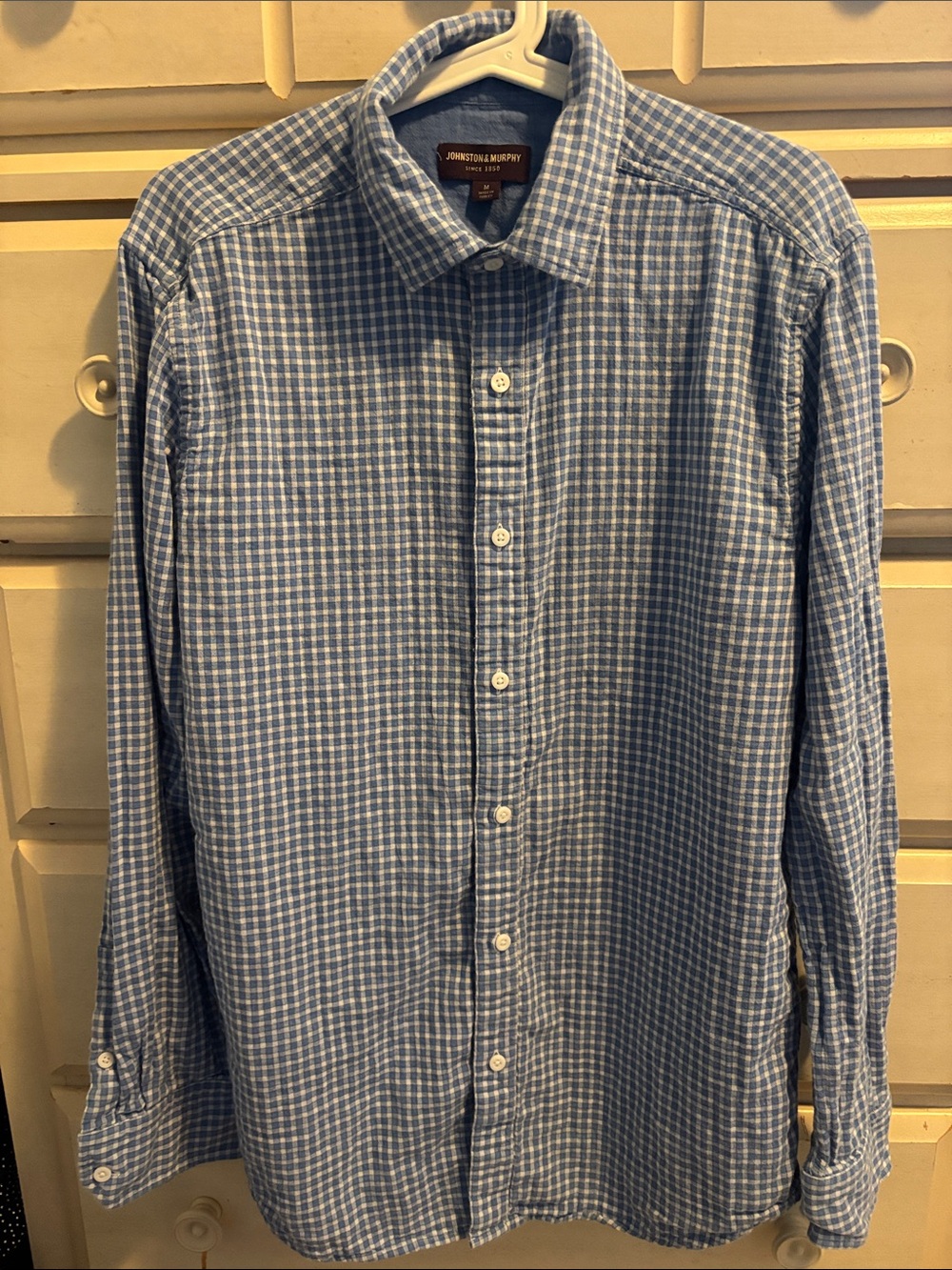 Johnston & Murphy Light Blue Gingham Button-Down Shirt